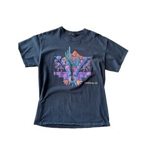 Vintage ‘96 Tombstone Arizona Puff Print USA Made Kokopelli Sportex L Navy Blue